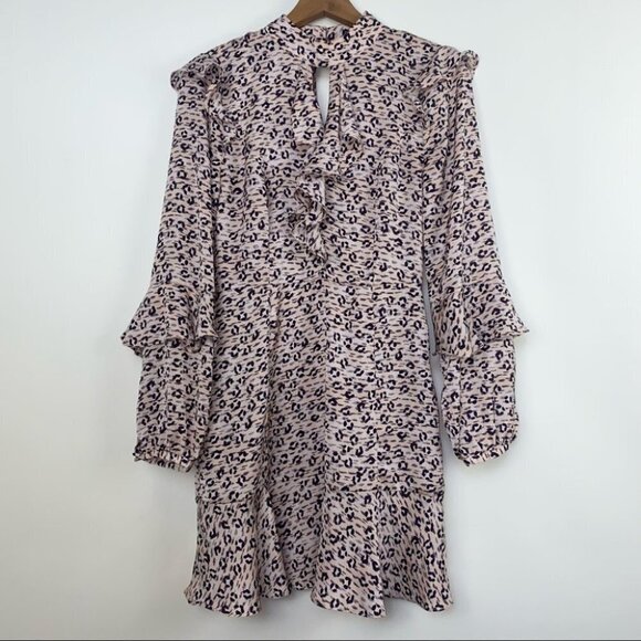 Avec Les Filles Leopard Ruffled Fit & Flare Dress - Picture 2 of 11